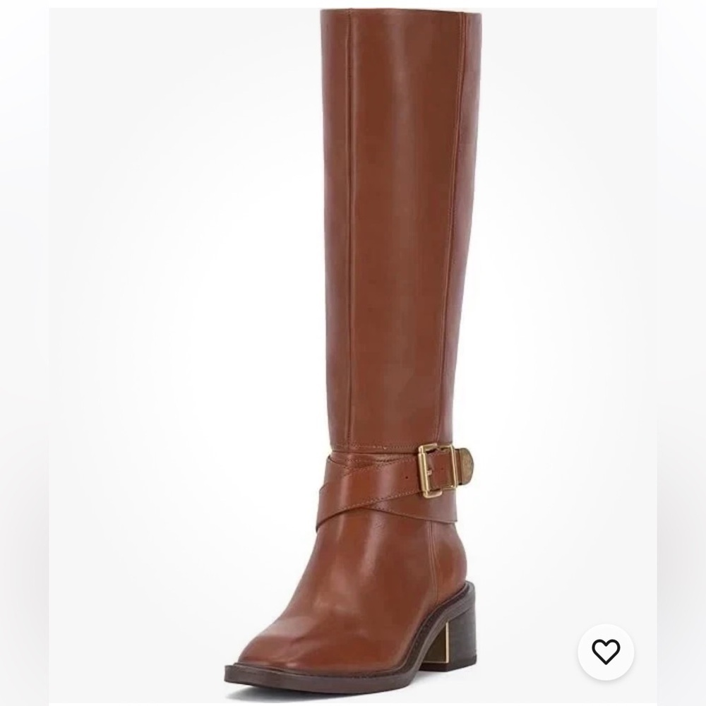 Vince Camuto Womens Gini Knee High Whiskey Brown Leather Boots Wide Calf Sz 12 M